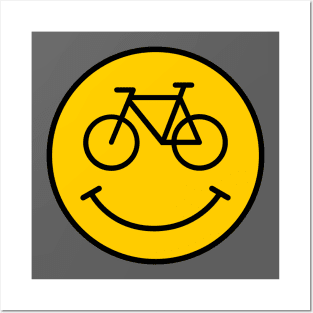 Yellow Bicycle Smiley Posters and Art